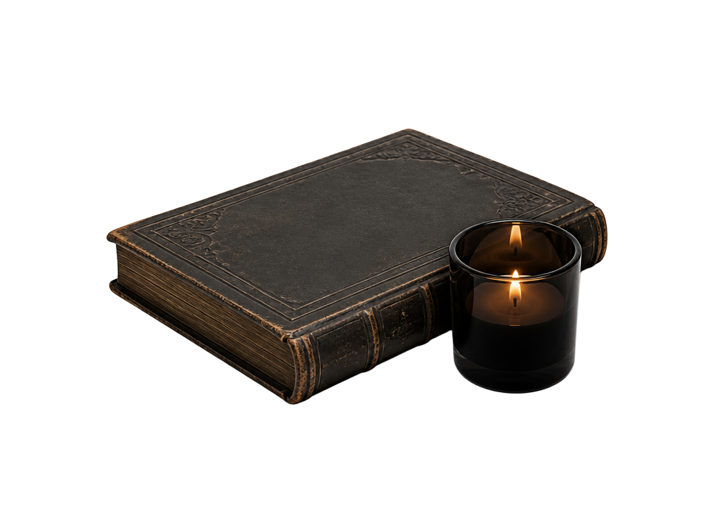 Decorative book and candle